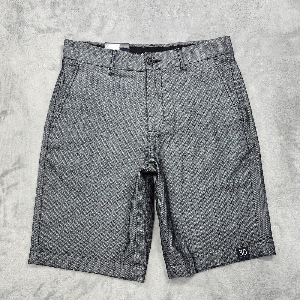 NEW Marc Anthony Shorts Mens 30 Black Gray Stretch Waist Chino 10 Inseam Preppy